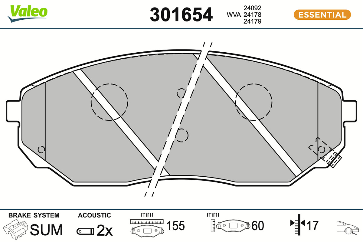 Jogo de 4 pastilhas de travão VALEO ref. 301654
